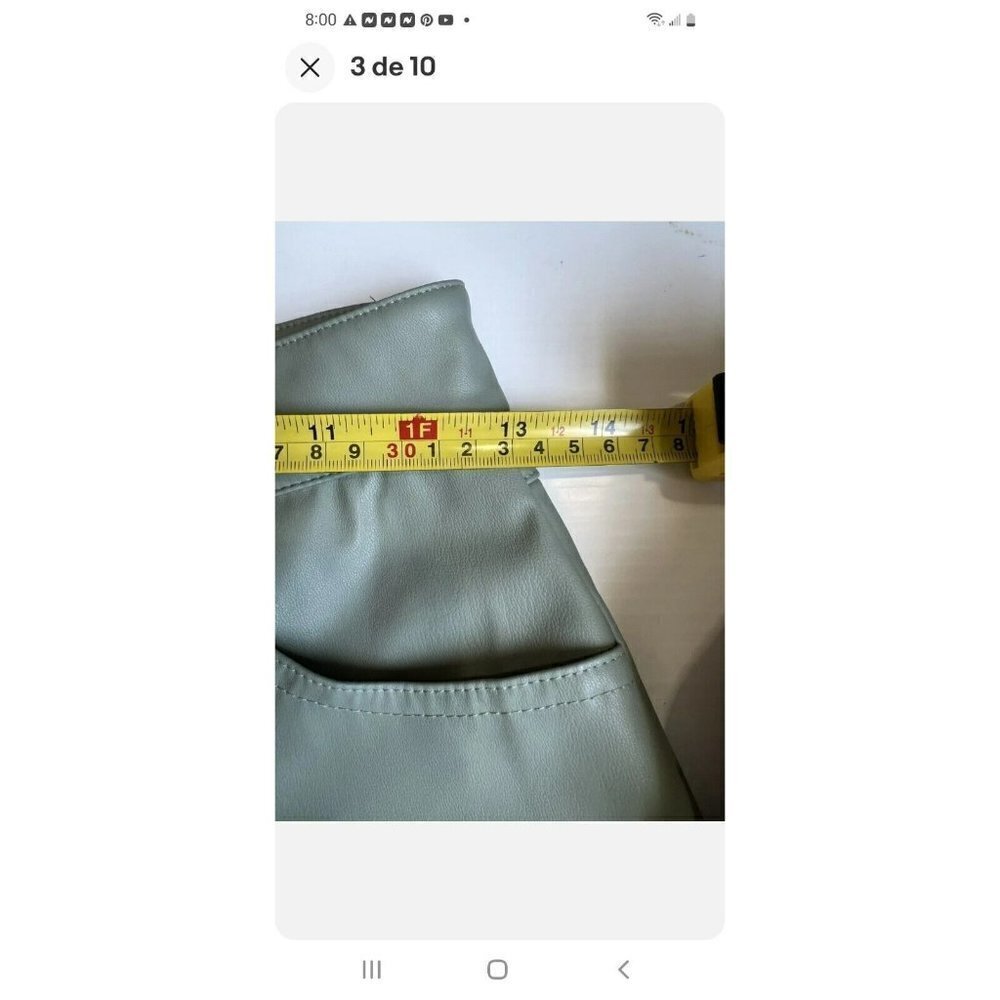 Set ZARA WOMAN FAUX LEATHER STRAIGHT LEG PANTS BLAZER SEA GREEN | 9640/023 XS - Picture 6 of 7